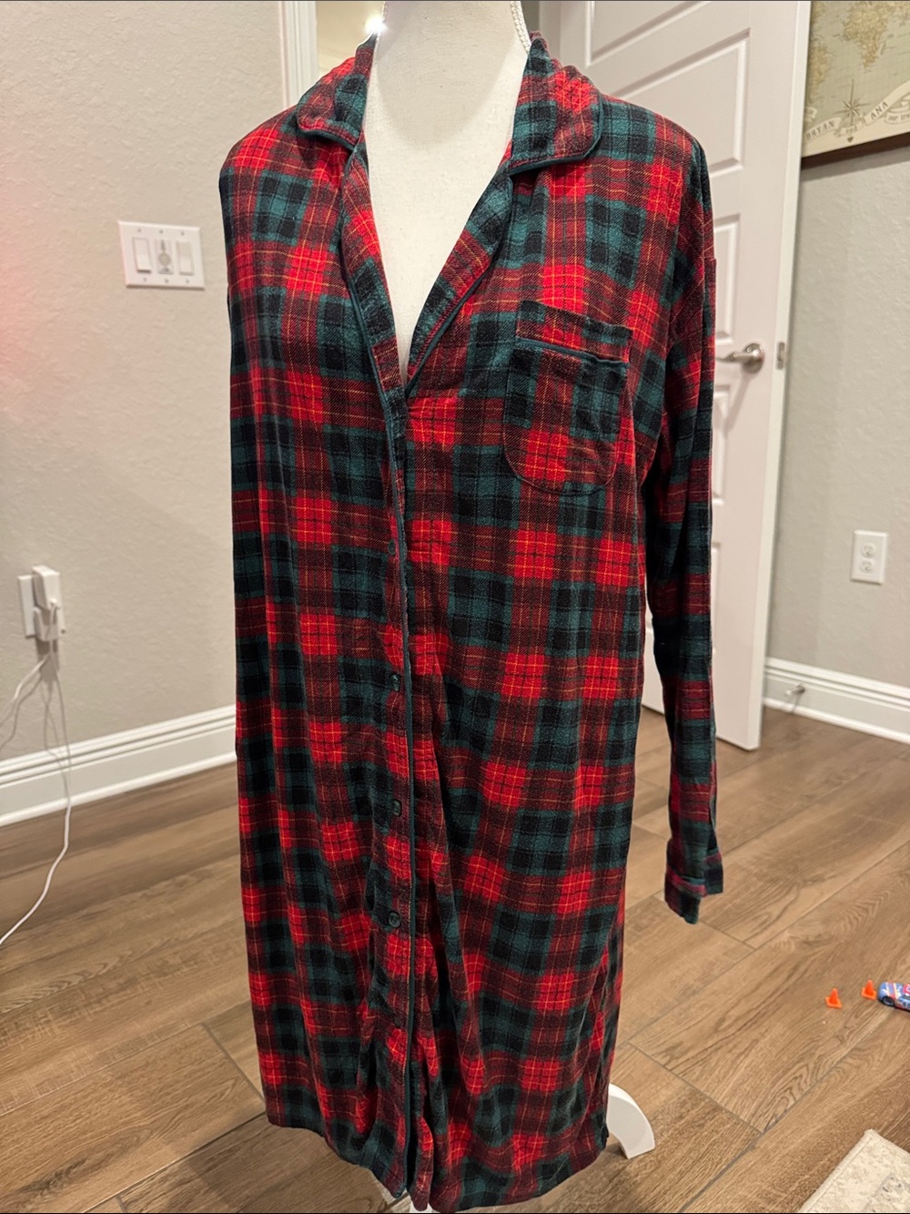 Little Sleepies Plaid Shirt Dress in Pink & Gray